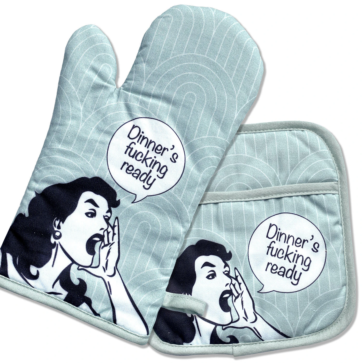 Oven Mitt And Pot Holder Set - Dinner Ready 5 Oven Mitt And Pot Holder Set - Dinner Ready - Image 3
