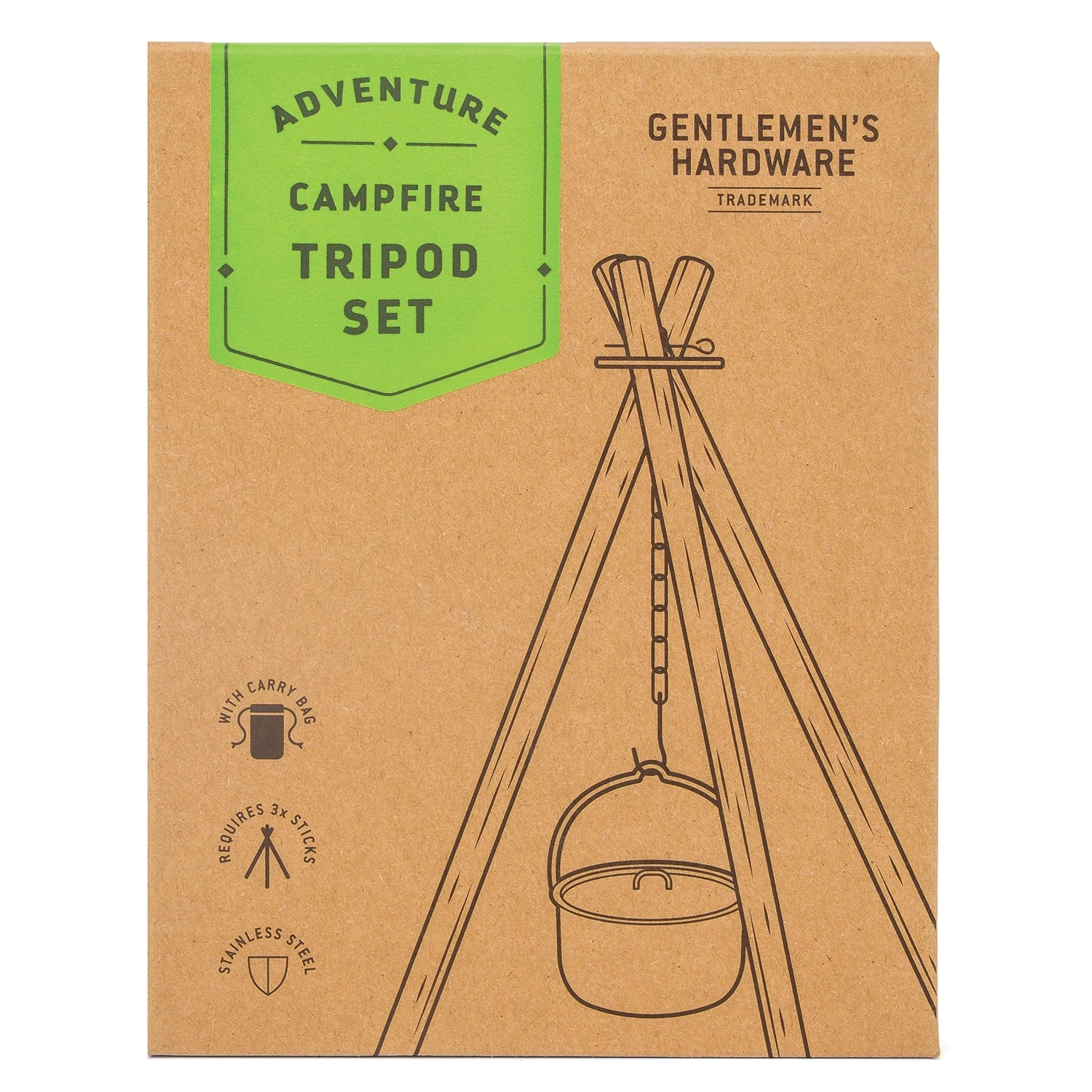 Gentlemen's Hardware - Campfire Tripod Set 3 Gentlemen's Hardware - Campfire Tripod Set