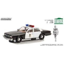 1:18 Terminator (1991) 2 Judgement Day 1987 Chev Caprice Metro Police W/T-1000 Liquid Metal Android Figure Movie