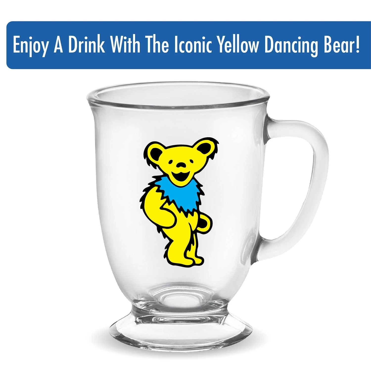 Grateful Dead - Yellow Dancing Bear Glass Cafe Mug 4 Grateful Dead - Yellow Dancing Bear Glass Cafe Mug - Image 2