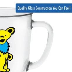 Grateful Dead - Yellow Dancing Bear Glass Cafe Mug 11 Grateful Dead - Yellow Dancing Bear Glass Cafe Mug -Toy Sale Store ICU 03202 3