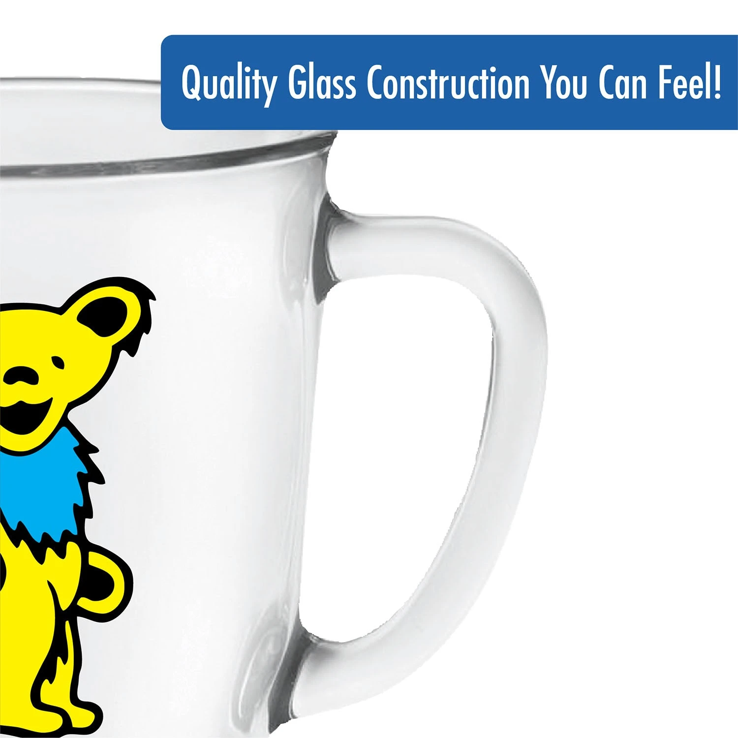 Grateful Dead - Yellow Dancing Bear Glass Cafe Mug 5 Grateful Dead - Yellow Dancing Bear Glass Cafe Mug - Image 3
