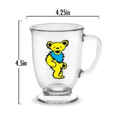 Grateful Dead - Yellow Dancing Bear Glass Cafe Mug 12 Grateful Dead - Yellow Dancing Bear Glass Cafe Mug -Toy Sale Store ICU 03202 4