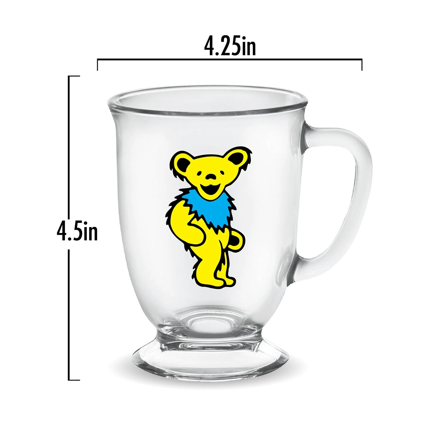 Grateful Dead - Yellow Dancing Bear Glass Cafe Mug 6 Grateful Dead - Yellow Dancing Bear Glass Cafe Mug - Image 4
