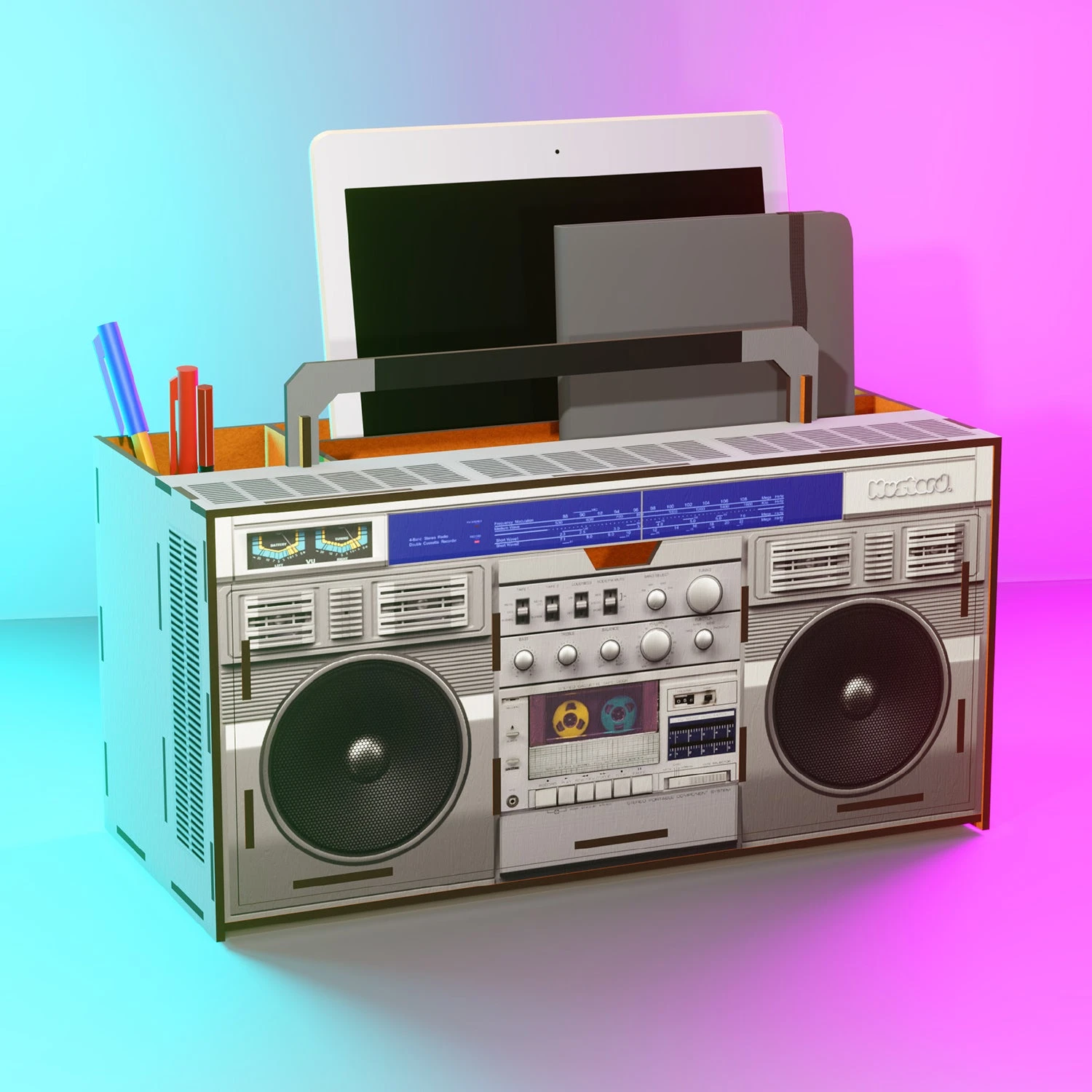 Mustard - Boom Box Desk Organiser 3 Mustard - Boom Box Desk Organiser