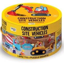 Sassi Construction Site Book And Giant Puzzle Set, 30 Pcs
