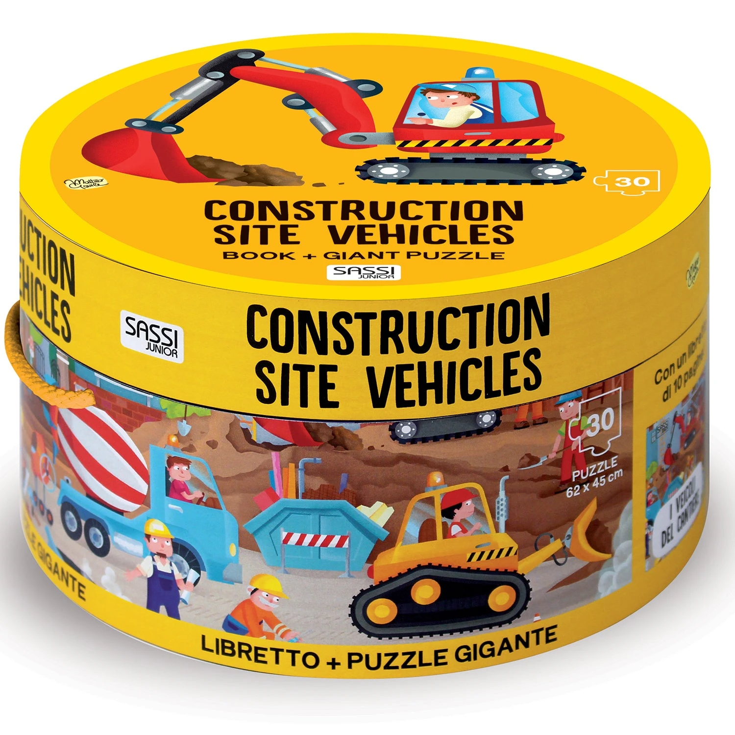 Sassi Construction Site Book And Giant Puzzle Set, 30 Pcs 3 Sassi Construction Site Book And Giant Puzzle Set, 30 Pcs
