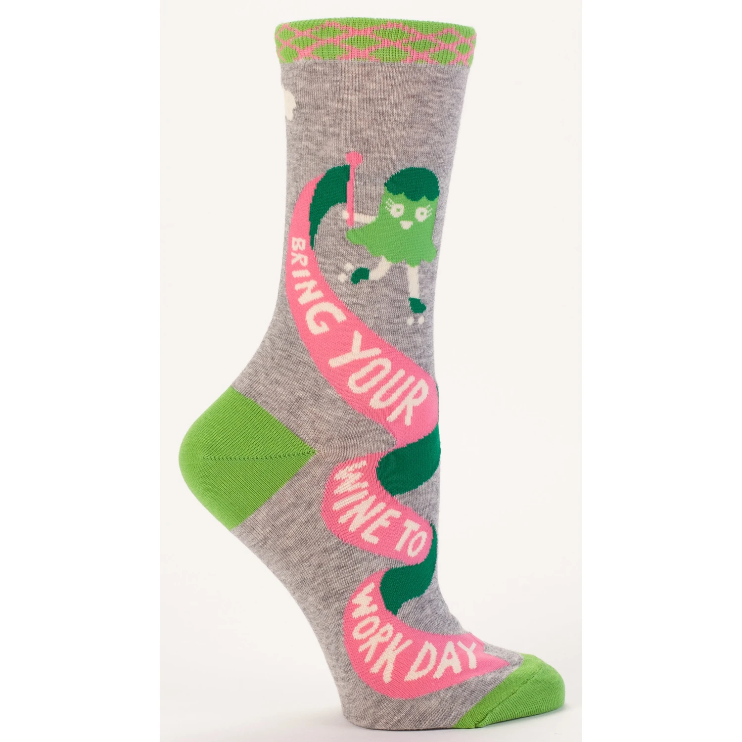 Blue Q - Bring Your Wine To Work Day Womens Crew Socks 3 Blue Q - Bring Your Wine To Work Day Womens Crew Socks