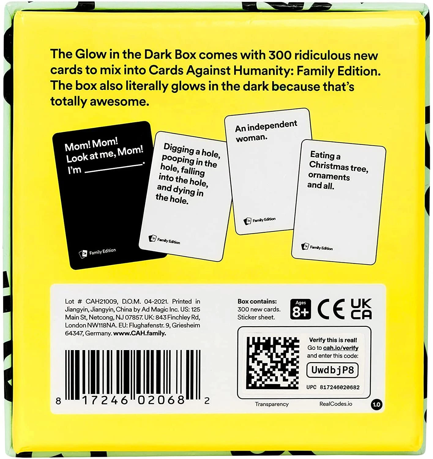 Cards Against Humanity Family Edition First Expansion Glow In The Dark Box 6 Cards Against Humanity Family Edition First Expansion Glow In The Dark Box - Image 4